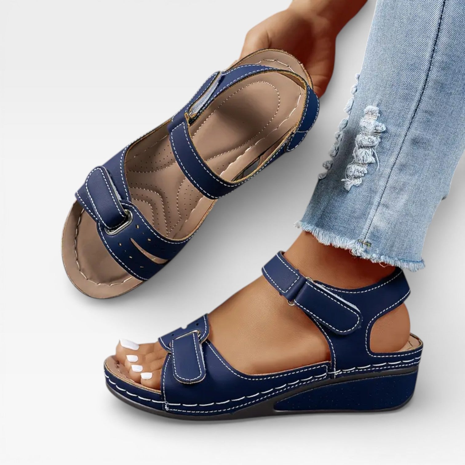 Lorvessa - Damen Keilsandalen Verstellbarer Riemen Komfort