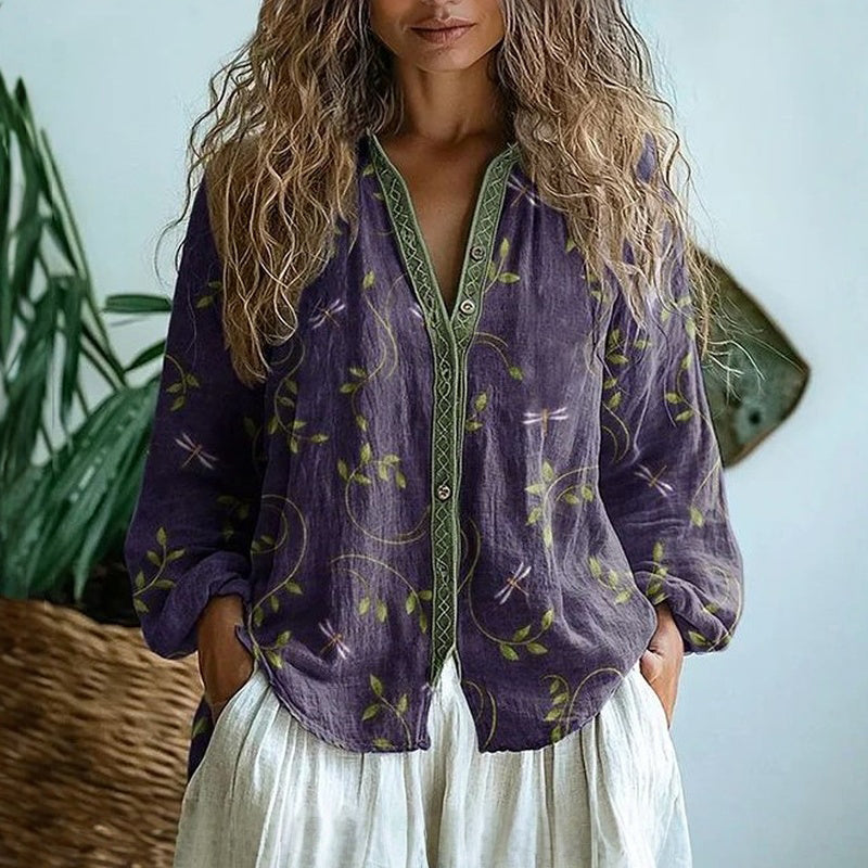 Cassie - Blusa relajada con estampado natural