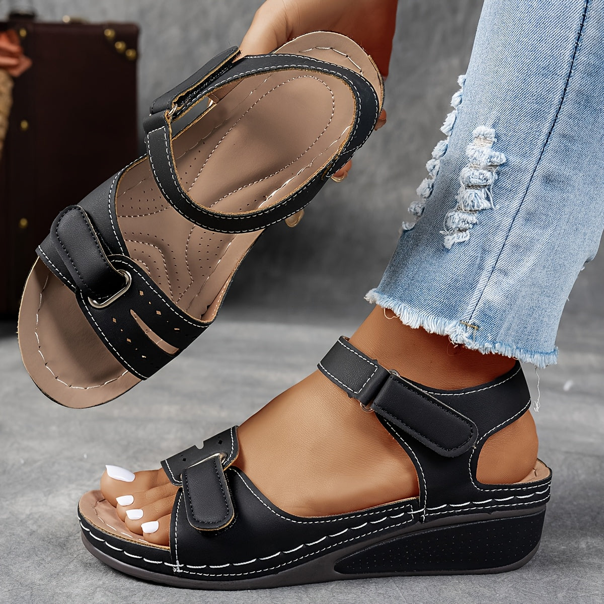 Linda - Orthopädische Keilsandalen Mit Offener Zehenpartie Für Damen