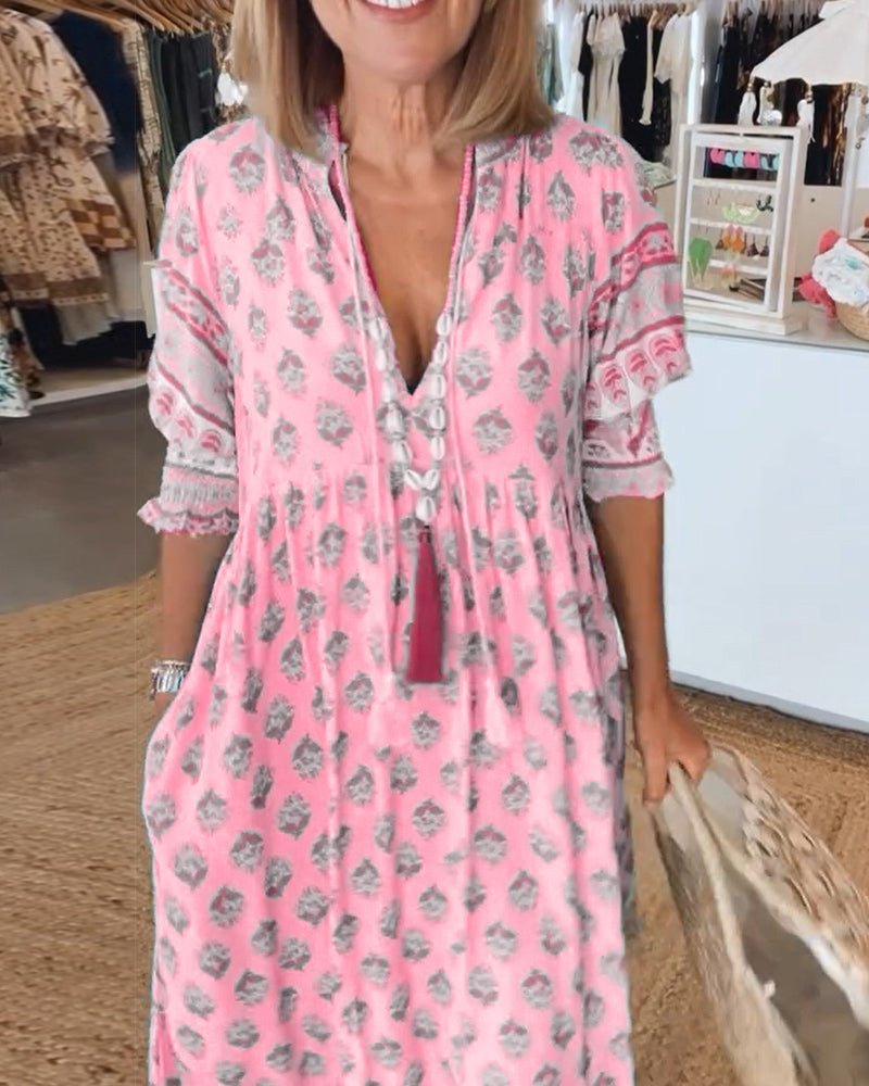 Floréanne – Florales V Ausschnitt Kleid