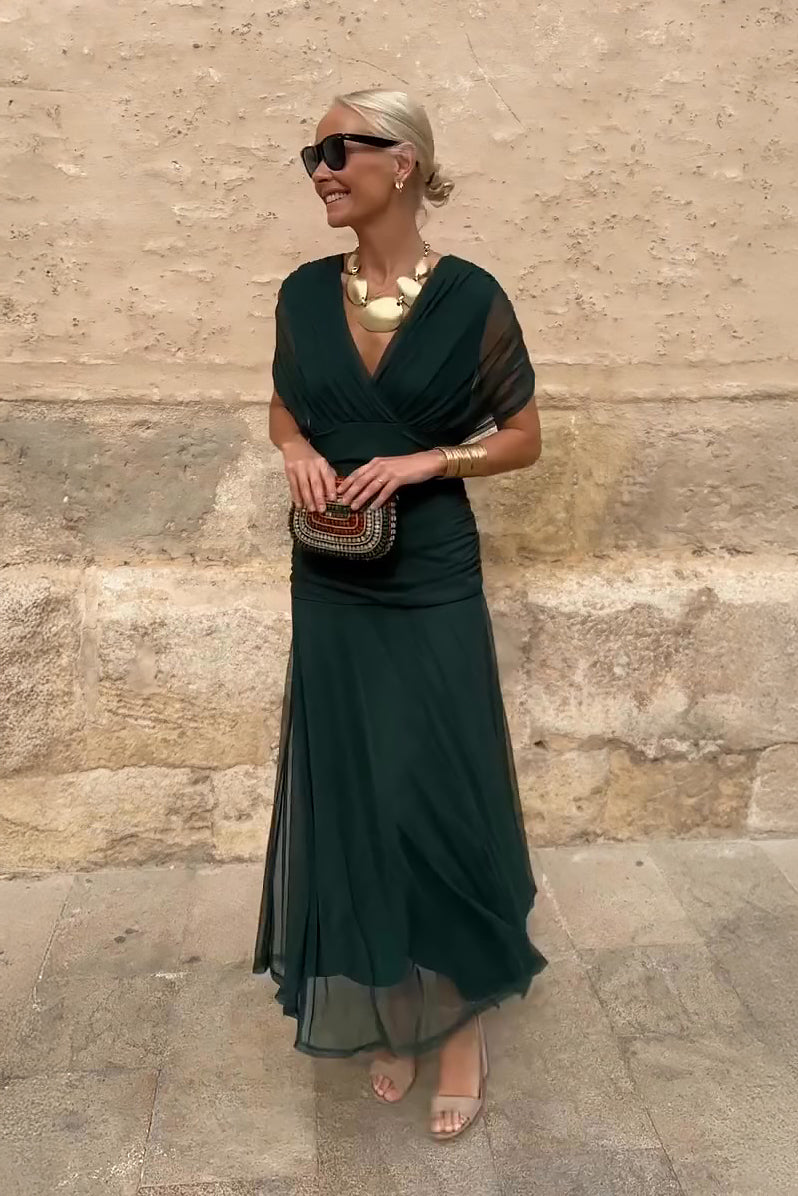 Velunara – Elegante vestido largo de fiesta con escote en V