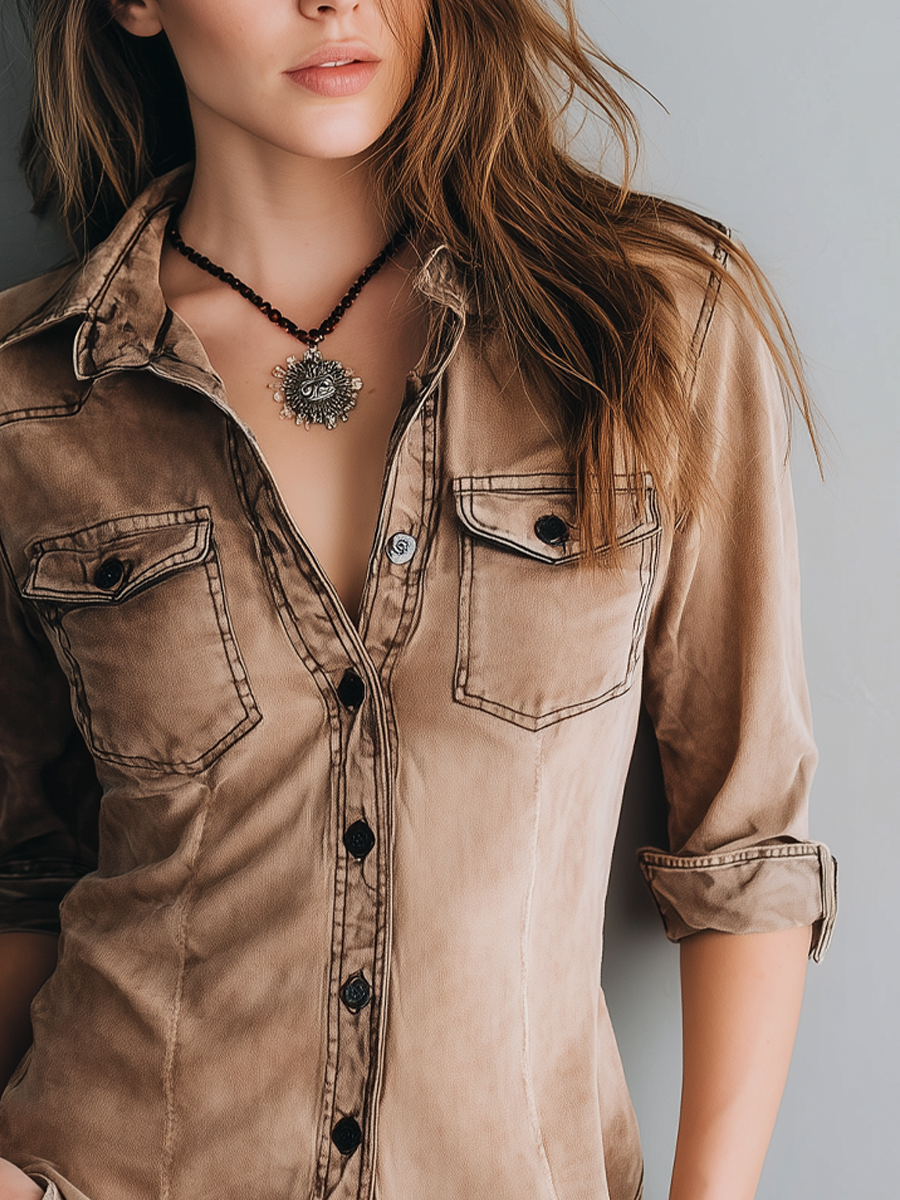 Evelina - Blouse rétro avec coutures contrastées