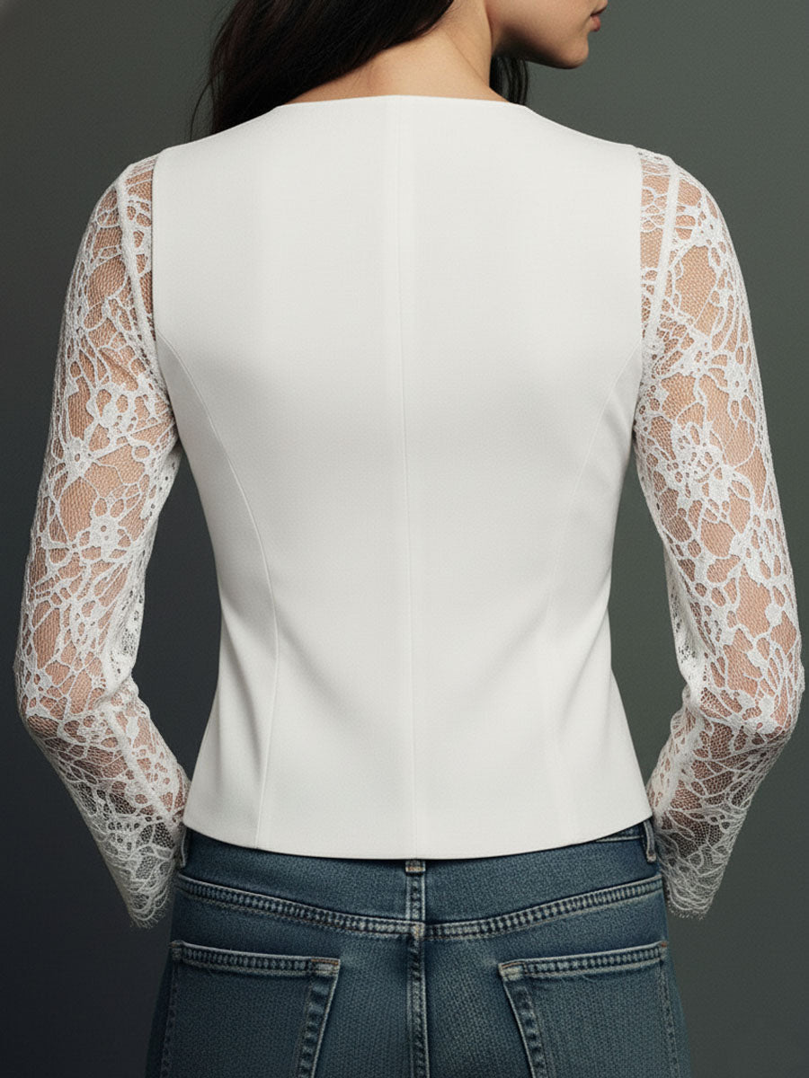 Donna - Elegante Blazer Top mit Spitzenärmel-Panels