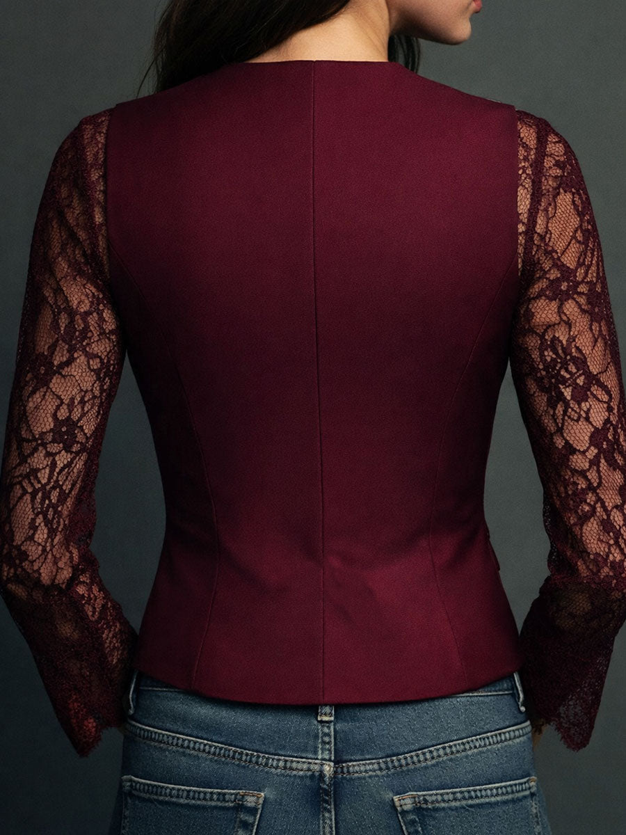 Donna - Elegante Blazer Top mit Spitzenärmel-Panels