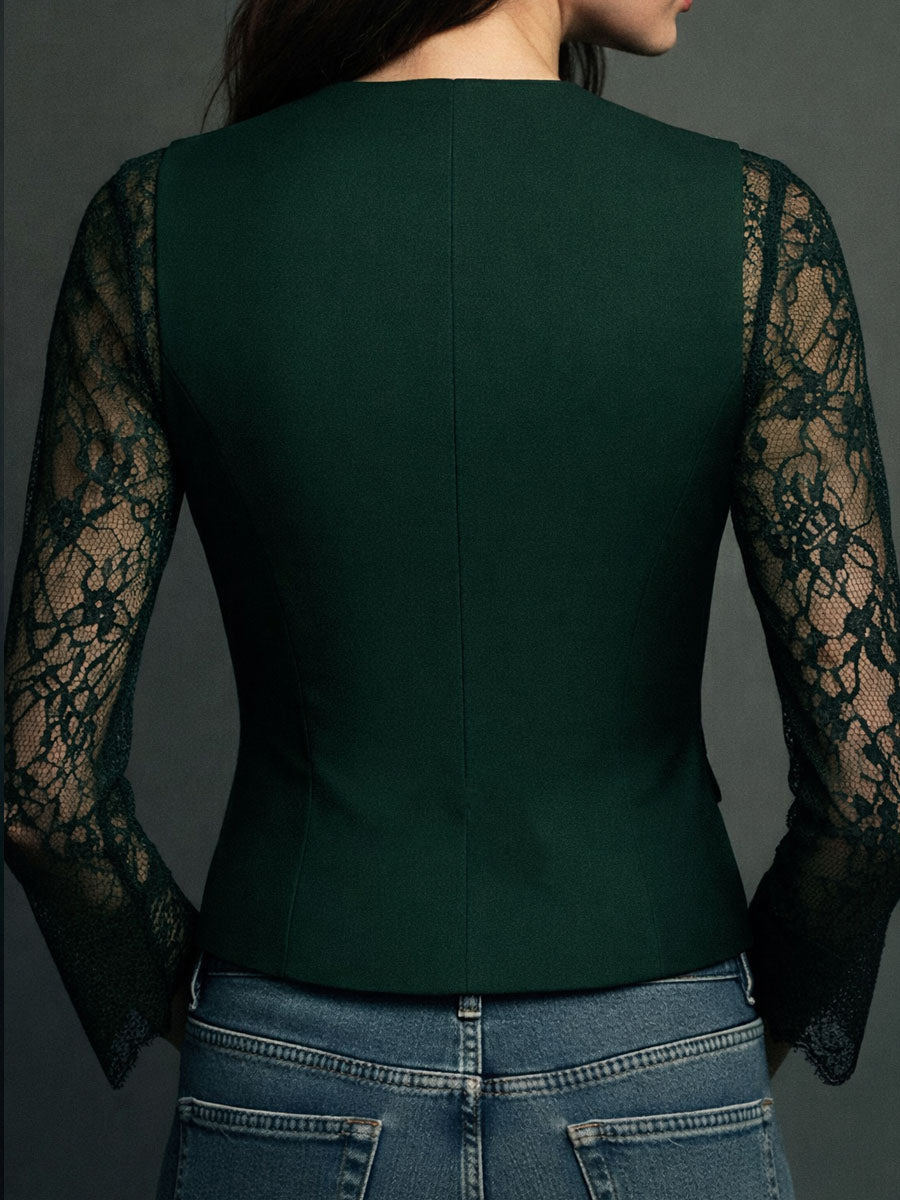 Donna - Elegante Blazer Top mit Spitzenärmel-Panels