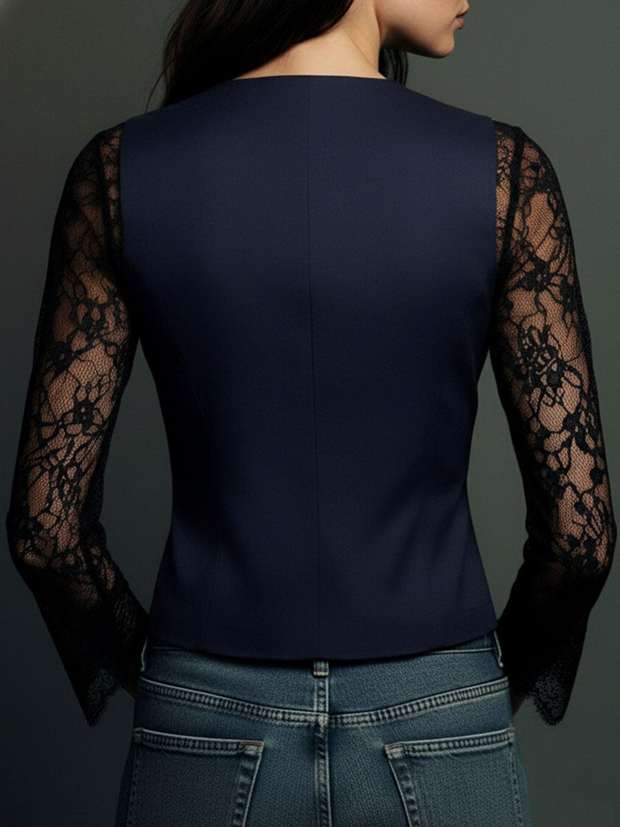 Donna - Elegante Blazer Top mit Spitzenärmel-Panels