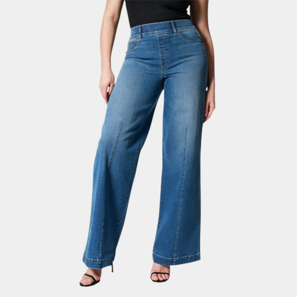 Ausgestellte Jeans Für Damen Mit Hohem Bund Und Naht vorne | Lang