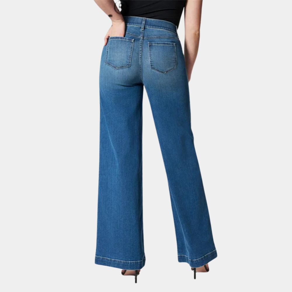 Ausgestellte Jeans Für Damen Mit Hohem Bund Und Naht vorne | Lang
