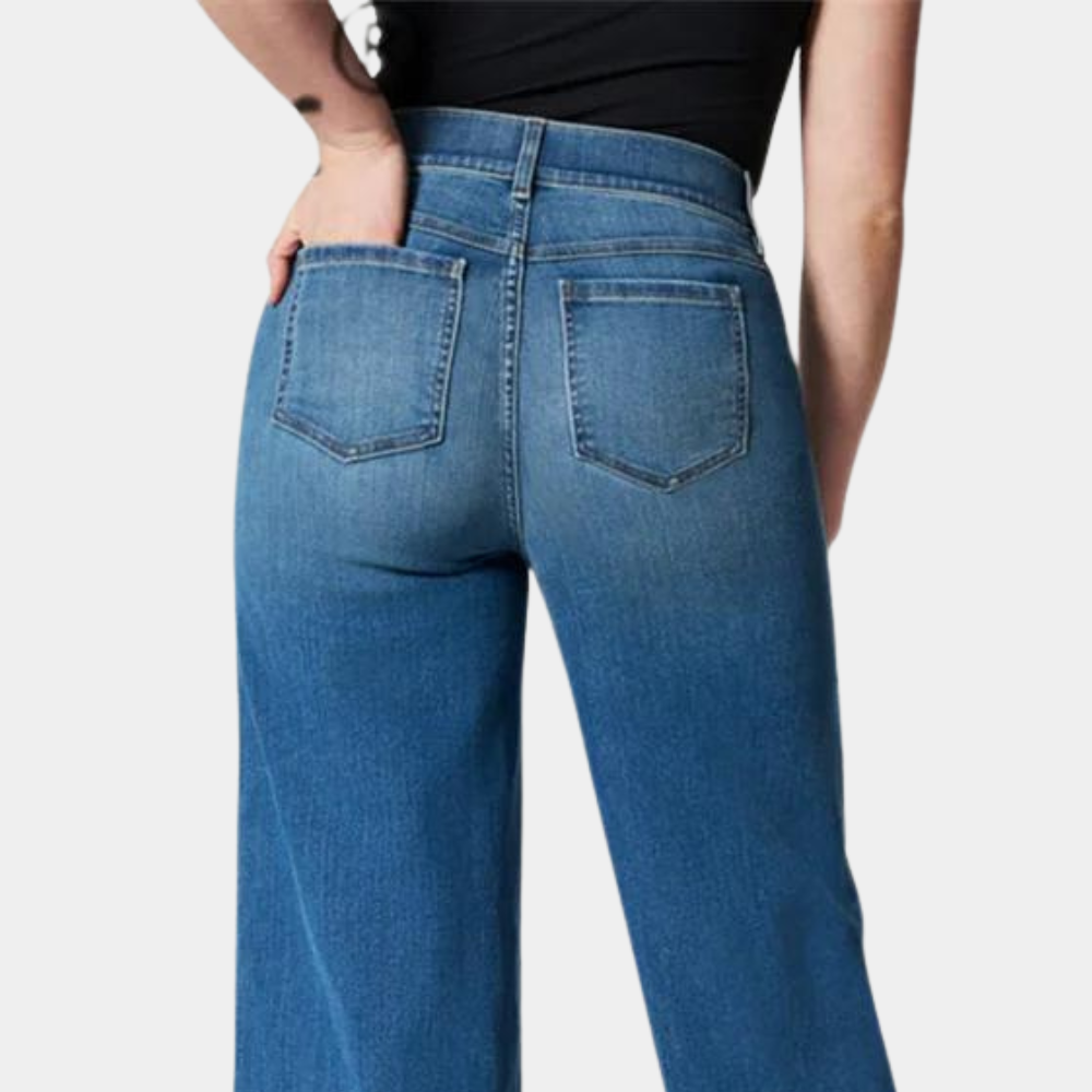 Ausgestellte Jeans Für Damen Mit Hohem Bund Und Naht vorne | Lang