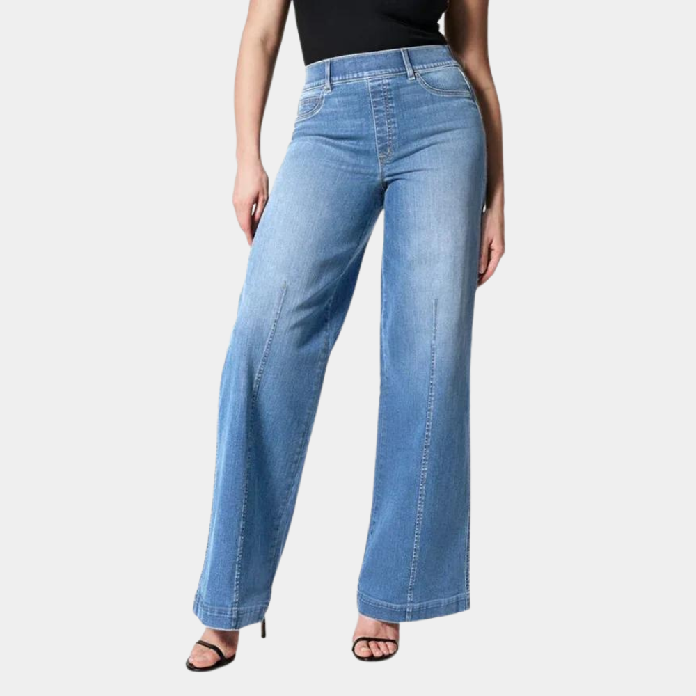 Ausgestellte Jeans Für Damen Mit Hohem Bund Und Naht vorne | Lang
