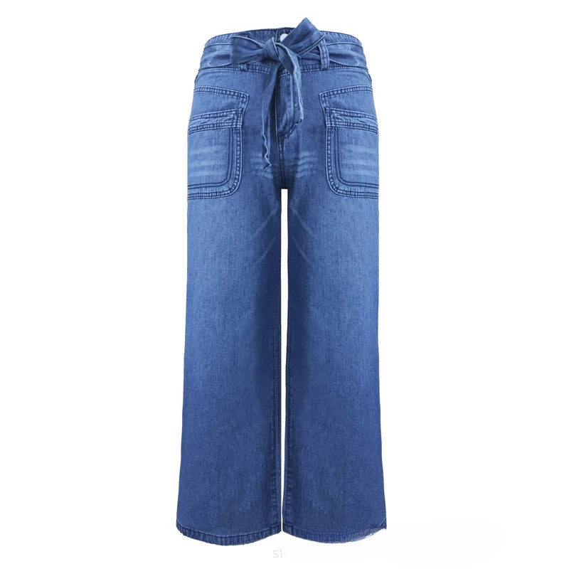 Baggy Jeans Für Damen Mit Hohem Bund Und Bindegürtel | Weit