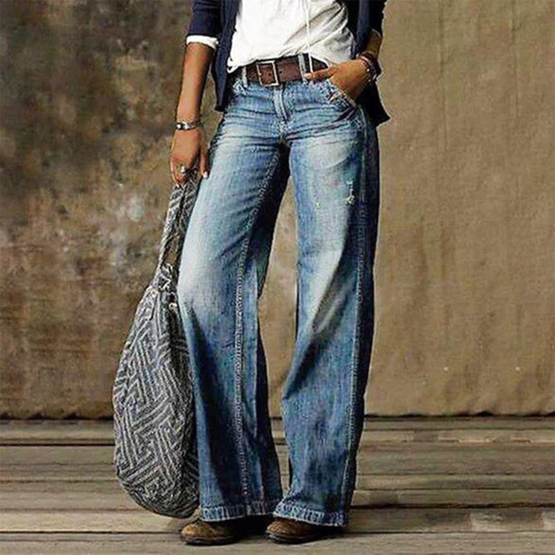 Baggy Jeans Für Damen Mit Hohem Bund Und Vintage-Waschung | Lang