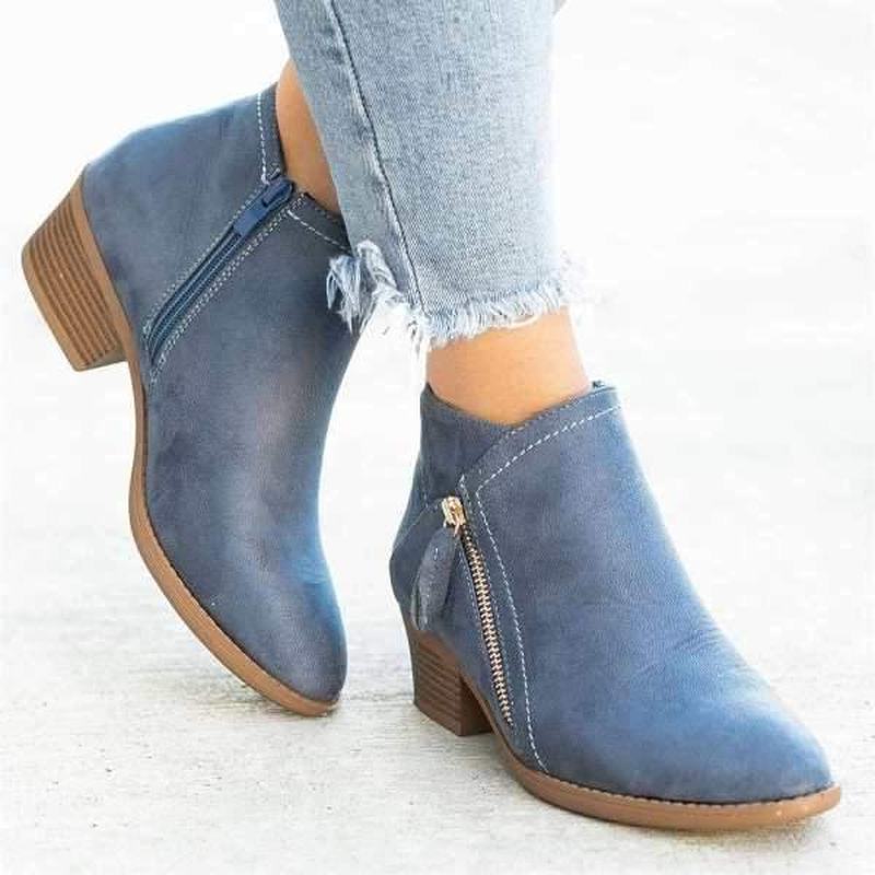 Bequeme Damen Stiefel Mit Reißverschluss & Blockabsatz | Rutschfest