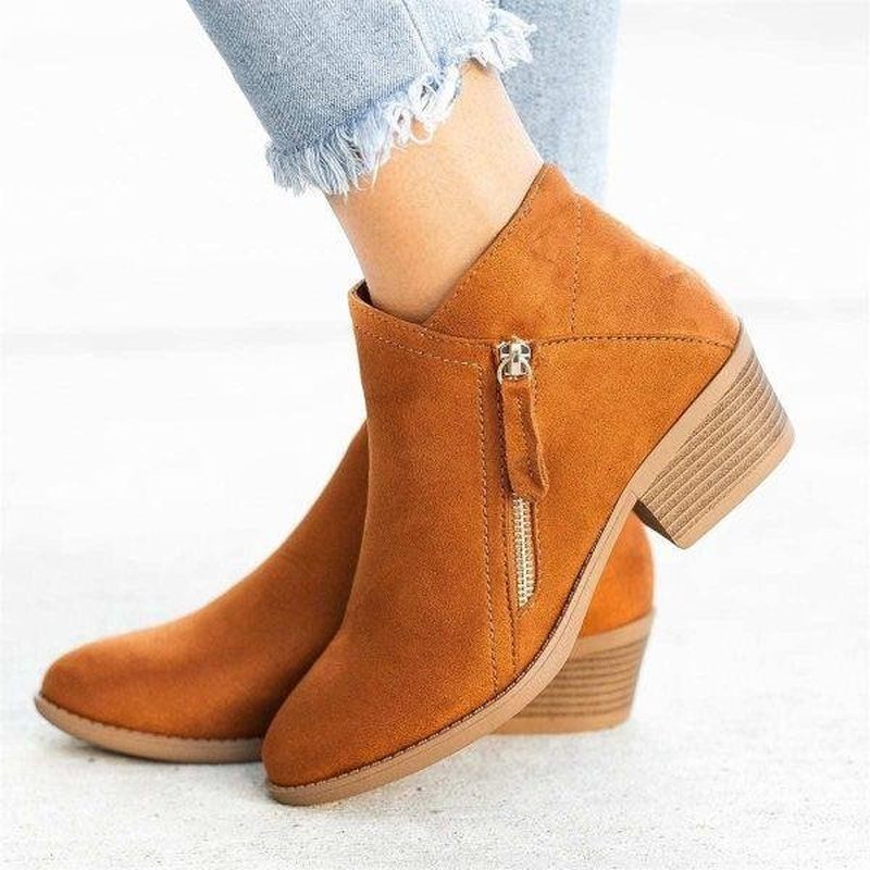 Bequeme Damen Stiefel Mit Reißverschluss & Blockabsatz | Rutschfest