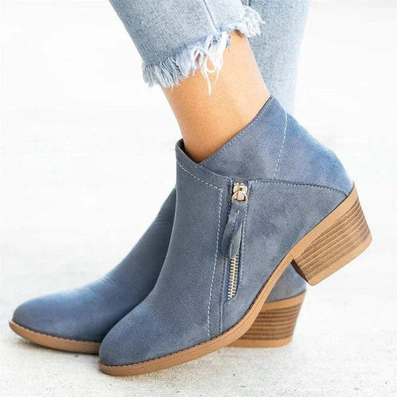 Bequeme Damen Stiefel Mit Reißverschluss & Blockabsatz | Rutschfest