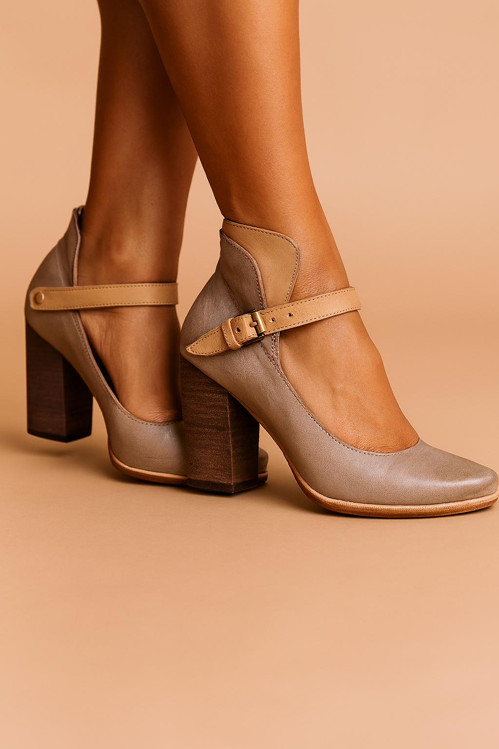 Celinor - Elegante pumps med blokhæl og remme