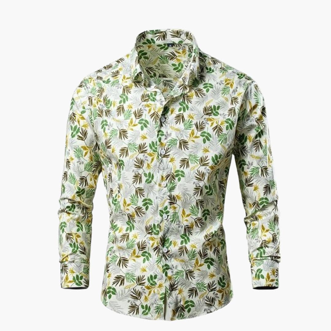 Novaire - Cămașă bărbătească cu mâneci lungi și model floral