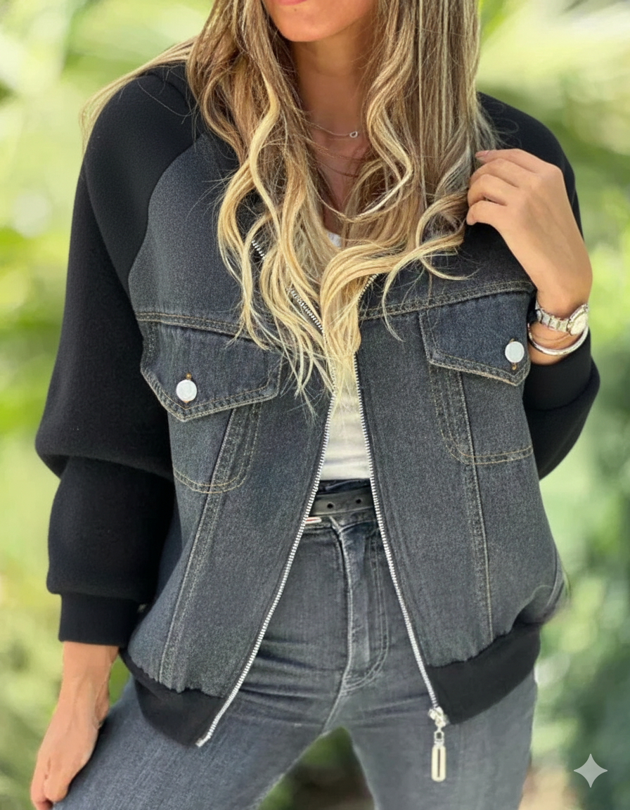 College Übergangsjacke Damen Denim-Optik | Leicht