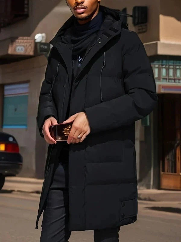 BRODÉ - Manteau matelassé long pour homme avec capuche | Manteau matelassé hiver