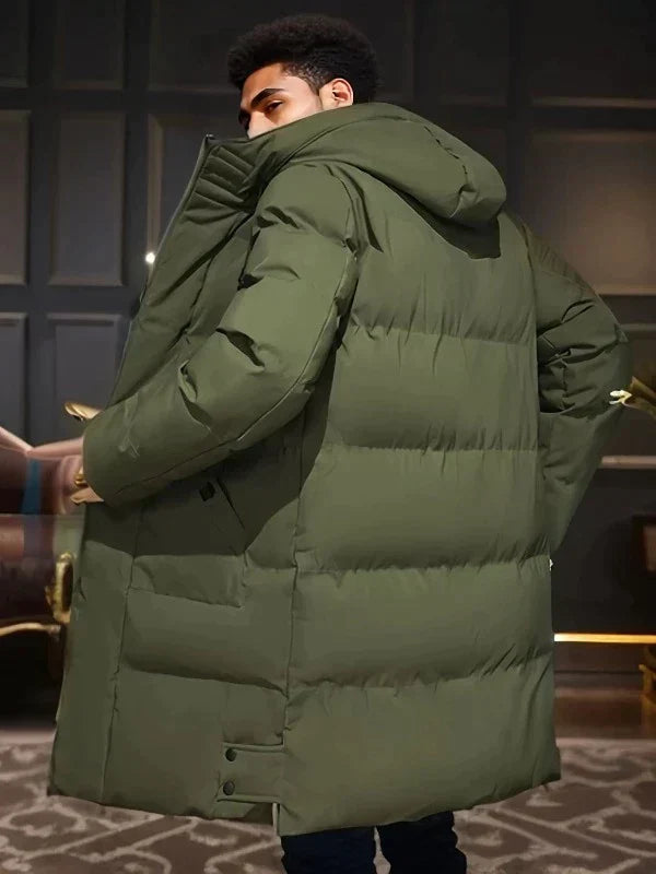 BRODÉ - Manteau matelassé long pour homme avec capuche | Manteau matelassé hiver