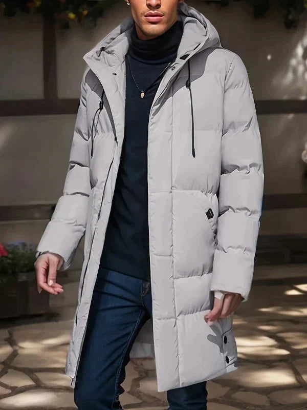 BRODÉ - Manteau matelassé long pour homme avec capuche | Manteau matelassé hiver