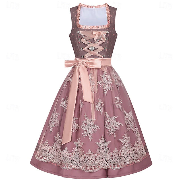 Damen Ärmelloses Dirndl Mit Stickerei Oktoberfest | Midi