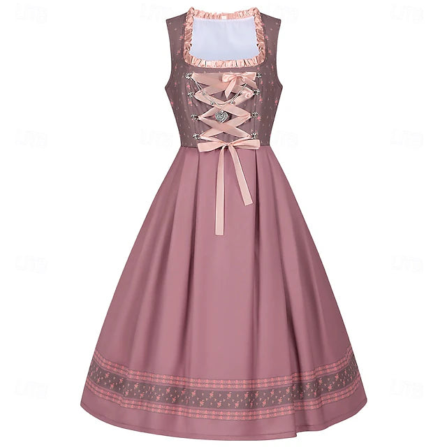 Damen Ärmelloses Dirndl Mit Stickerei Oktoberfest | Midi