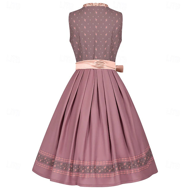 Damen Ärmelloses Dirndl Mit Stickerei Oktoberfest | Midi