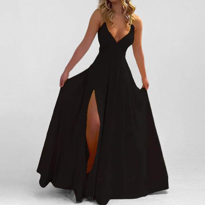 Damen Ballkleider Lang Mit V Ausschnitt Und Schlitz | Maxi