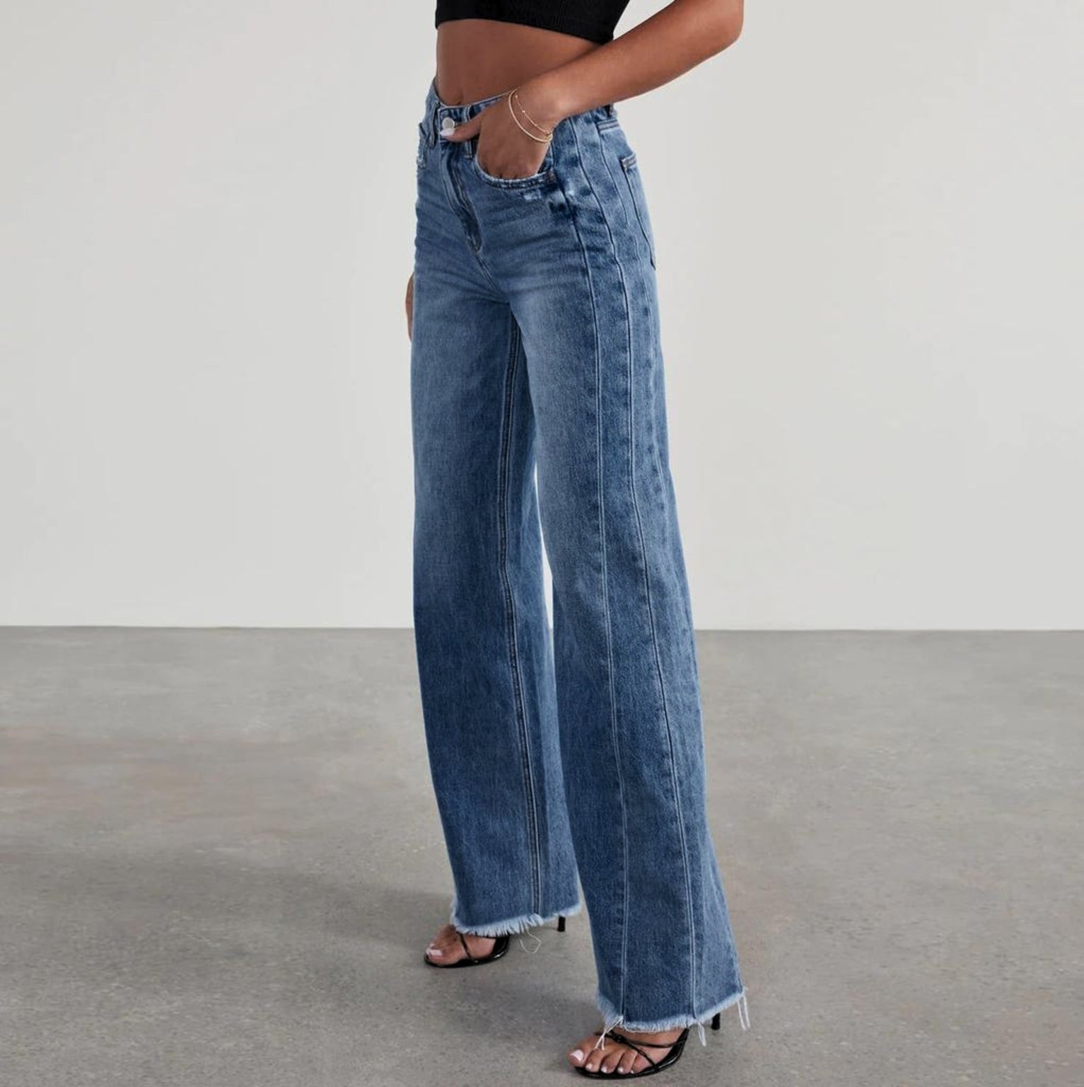 Damen Barrel Jeans Mit Hohem Bund | Weites Bein
