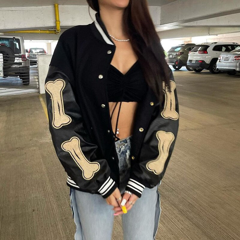 Damen College Jacke Mit Knöpfen | Bomber