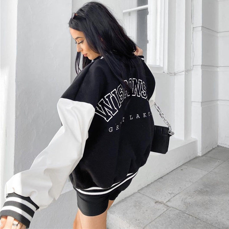 Damen College Jacke Mit Kontrastärmeln | Übergangs