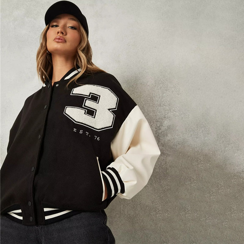 Damen College Jacke Mit Kontrastärmeln | Übergangs
