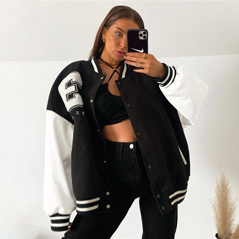 Damen College Jacke Mit Kontrastärmeln | Übergangs