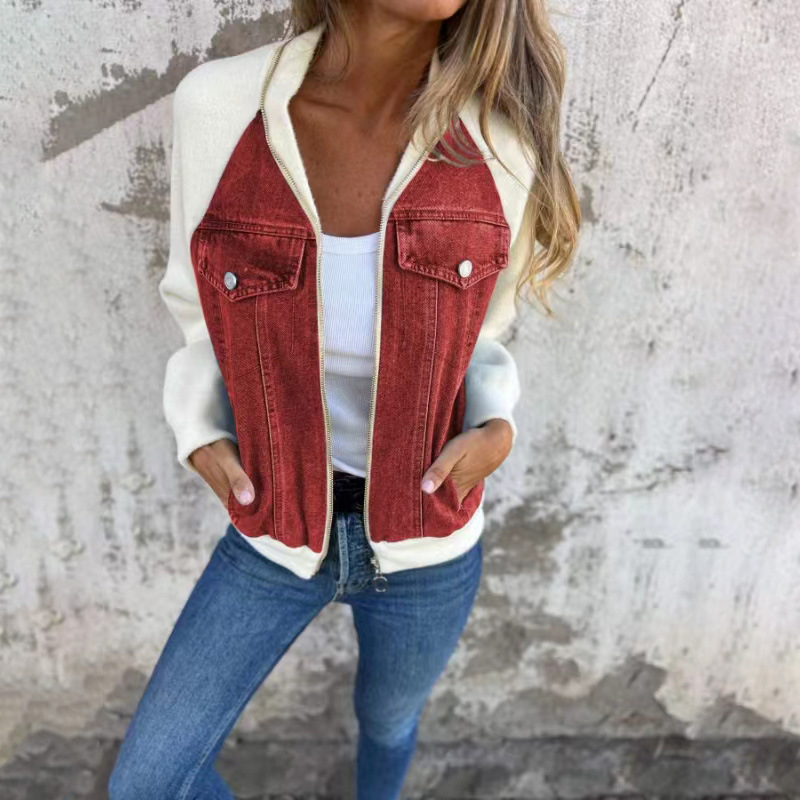 Damen College Übergangsjacke Mit Denim-Optik | Sweat
