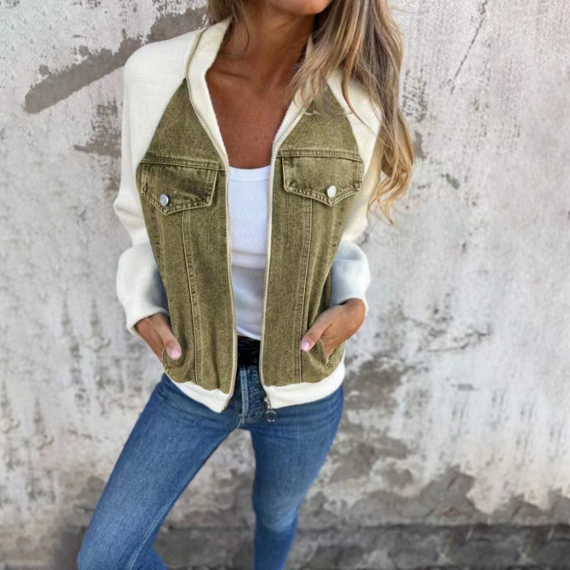 Damen College Übergangsjacke Mit Denim-Optik | Sweat