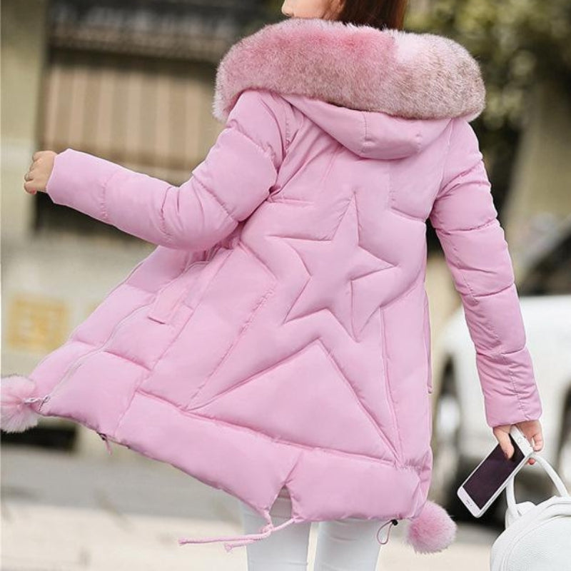 Damen Daunenjacke Mit Kapuze Und Reißverschluss | Winter