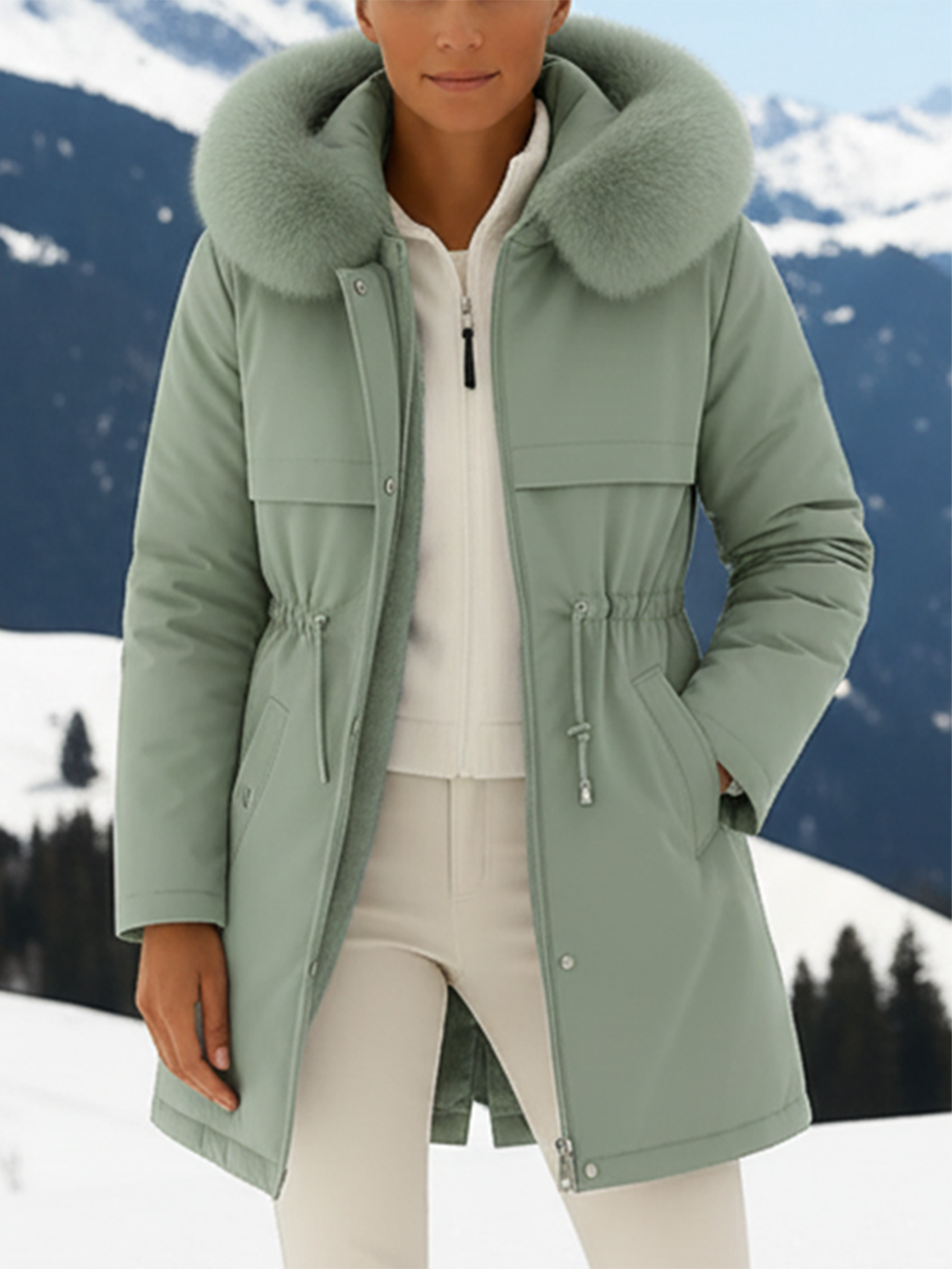 Damen Daunenjacke Mit Kapuze Und Taillenzug | Winter