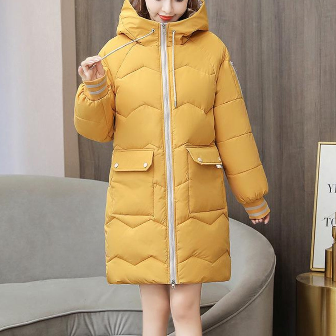 Damen Daunenjacke Mit Reißverschluss Und Klappentaschen | Winter