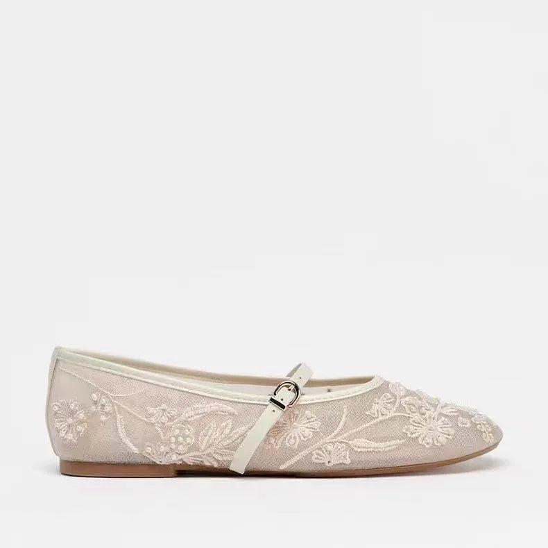 Damen Dirndl Ballerinas Mit Stickerei | Oktoberfest