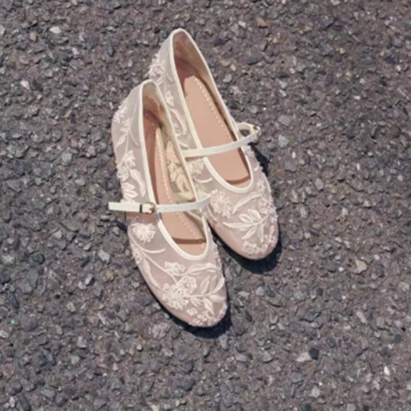 Damen Dirndl Ballerinas Mit Stickerei | Oktoberfest