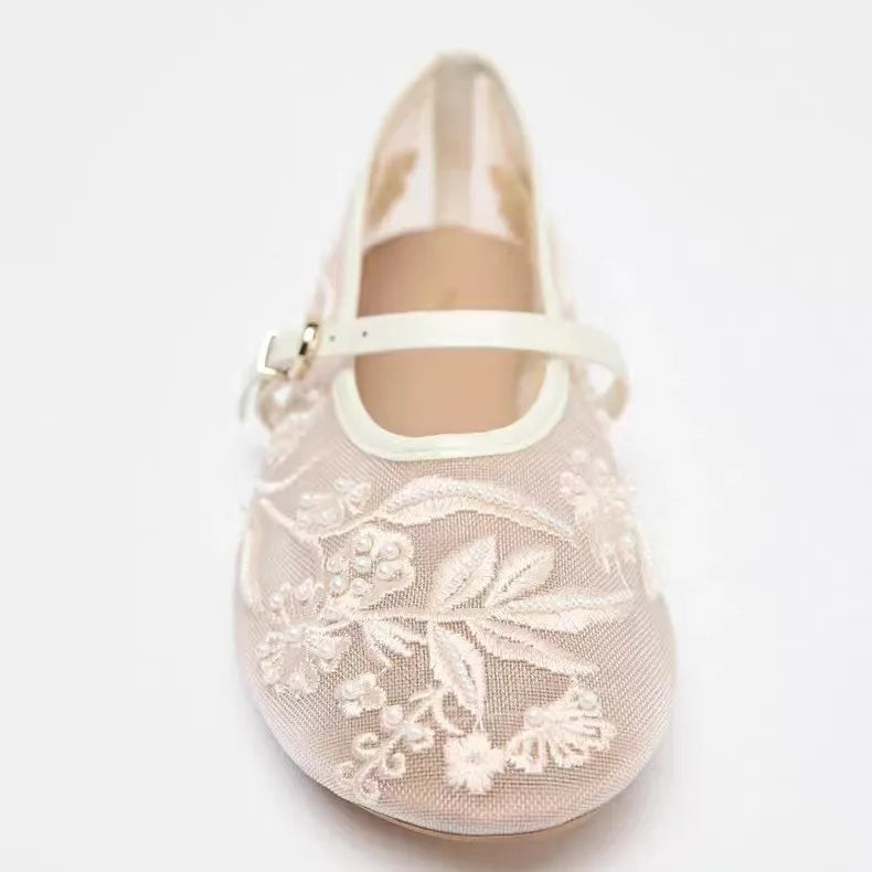 Damen Dirndl Ballerinas Mit Stickerei | Oktoberfest