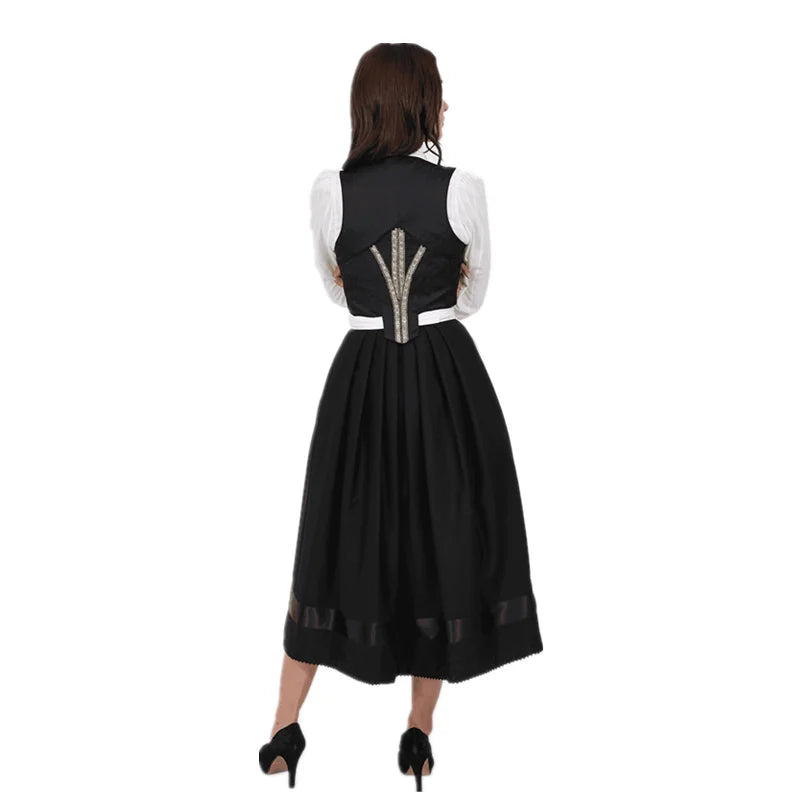 Damen Dirndl Hochgeschlossen Mit 3/4 Arm Bluse | Oktoberfest