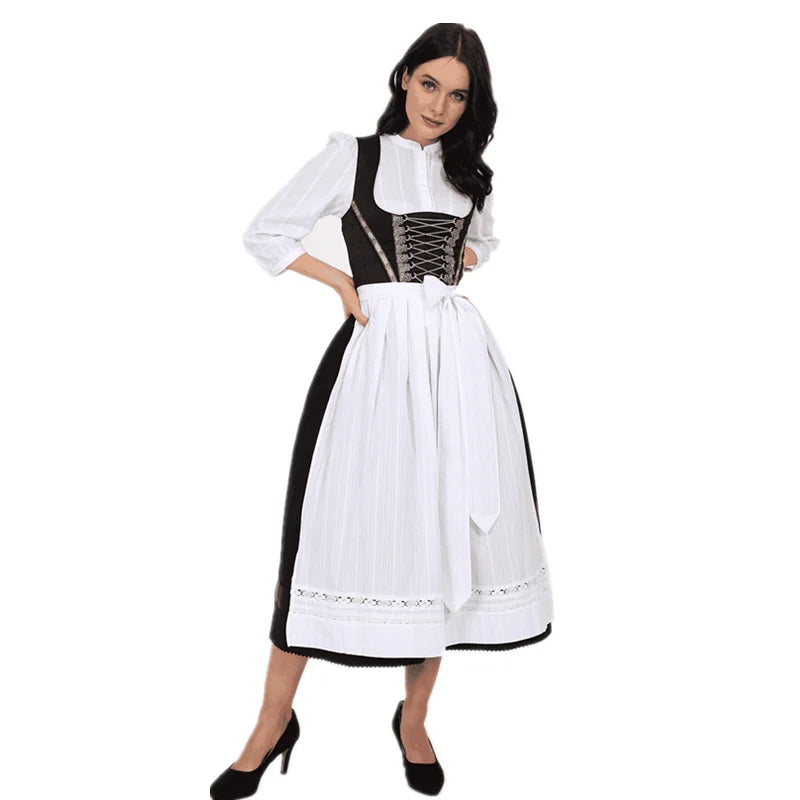 Damen Dirndl Hochgeschlossen Mit 3/4 Arm Bluse | Oktoberfest