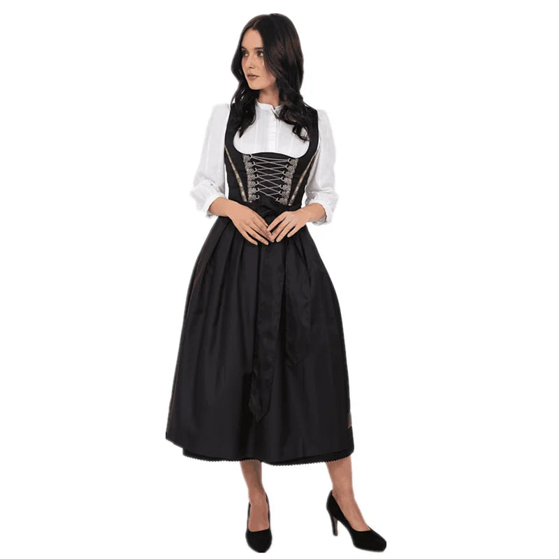 Damen Dirndl Hochgeschlossen Mit 3/4 Arm Bluse | Oktoberfest