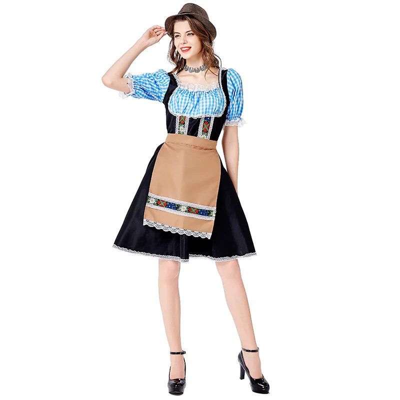 Damen Dirndl Klassisches Kleid Mit Schürze | Oktoberfest