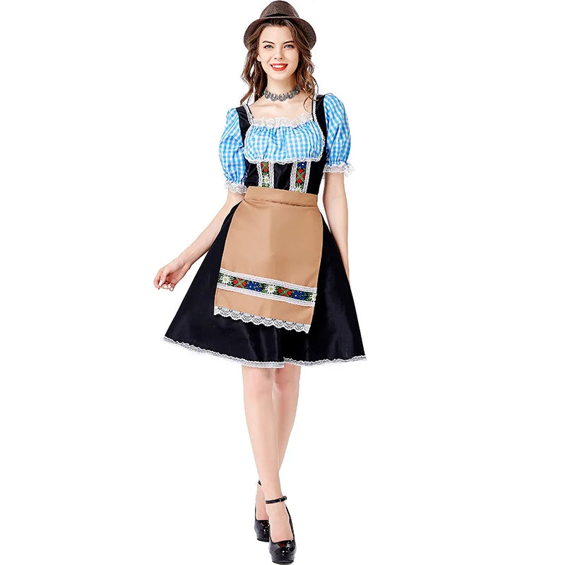 Damen Dirndl Klassisches Kleid Mit Schürze | Oktoberfest