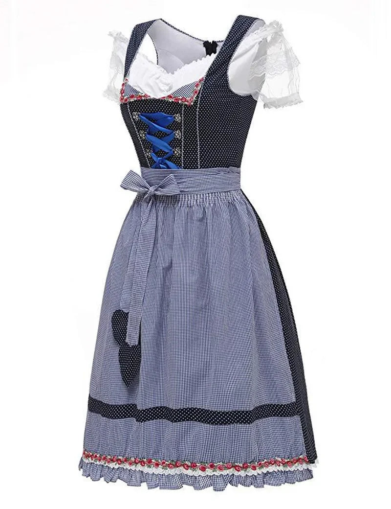 Damen Dirndl Kleid Mit Schürze Oktoberfest Tracht | Herz