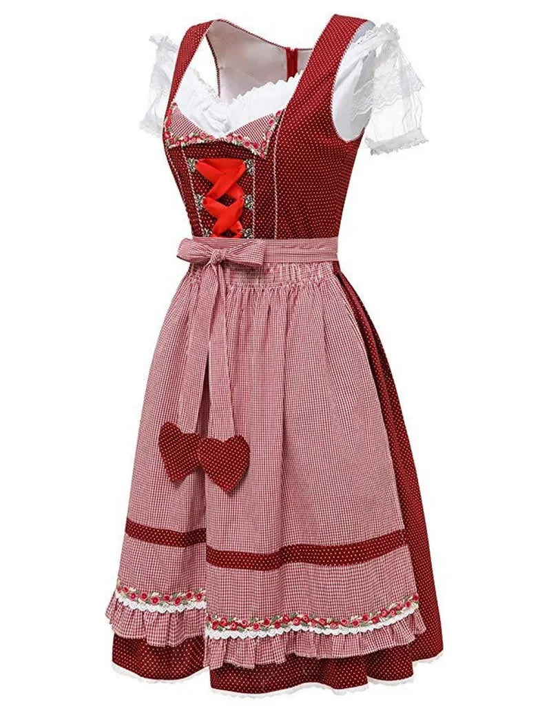 Damen Dirndl Kleid Mit Schürze Oktoberfest Tracht | Herz