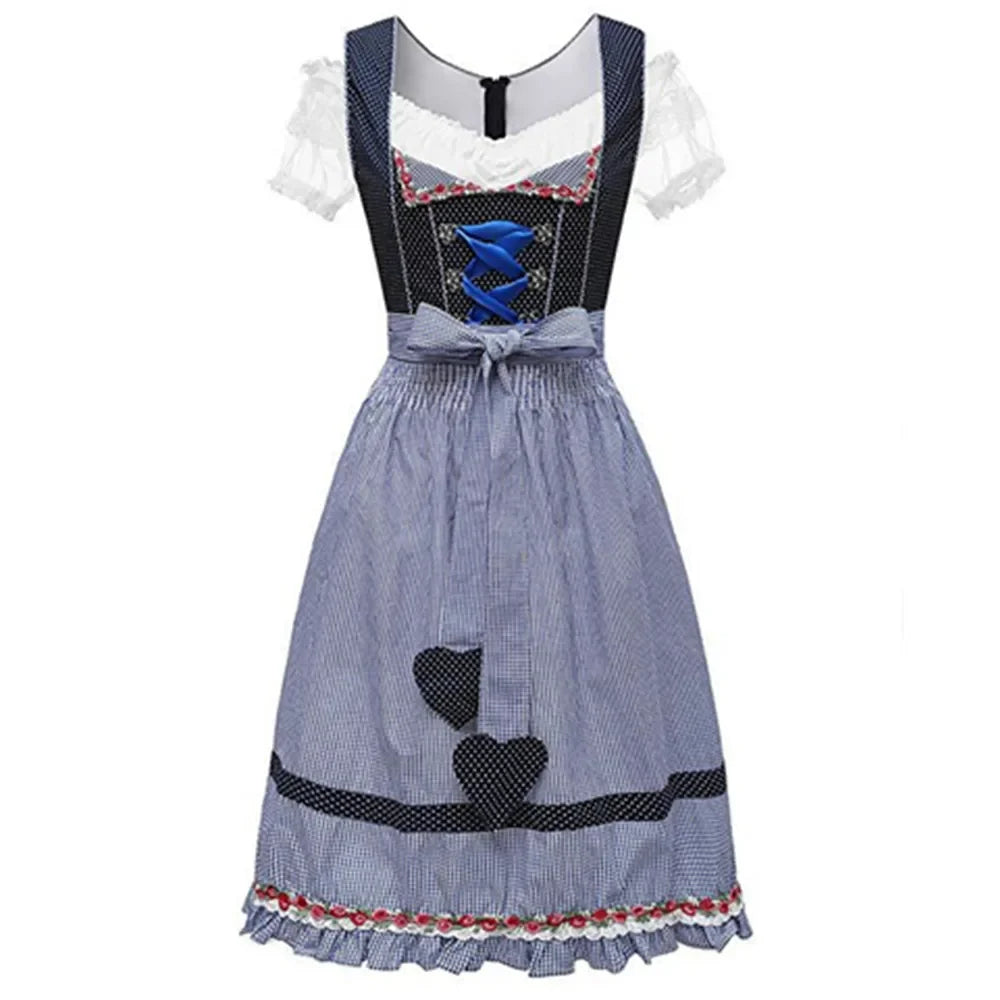 Damen Dirndl Kleid Mit Schürze Oktoberfest Tracht | Herz
